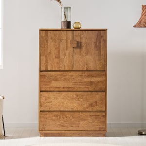 머스 드레스룸 엔틱 옷 낮은 안방 원목 서랍장 800x470x1272mm, 5단, 월넛