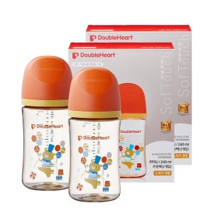 [더블하트] 3세대 240ml 디어프렌즈 트윈팩 (젖병2개/노꼭지) 1+1