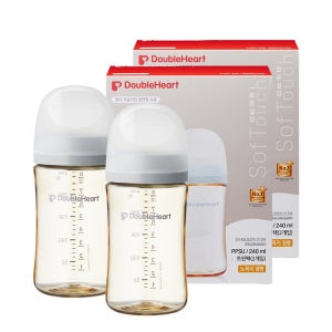 [더블하트] 3세대 240ml 모먼트 트윈팩 (젖병2개/노꼭지) 1+1