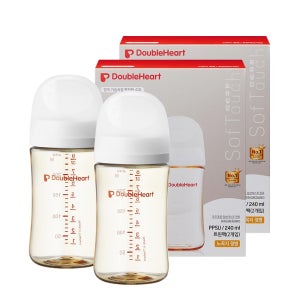 [더블하트] 3세대 240ml 베이직 트윈팩 (젖병2개/노꼭지) 1+1