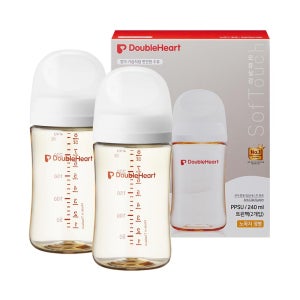 [더블하트] 3세대 240ml 베이직 트윈팩 (젖병2개/노꼭지)