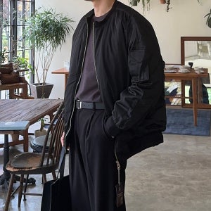 남자 항공점퍼 오버핏 겨울 블루종 누빔 남자 패딩