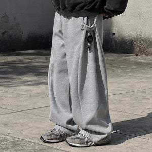 사이드 스냅버튼 벌룬 와이드 스웻팬츠 6C 남자기모바지 남자통바지 조거팬츠 트레이닝