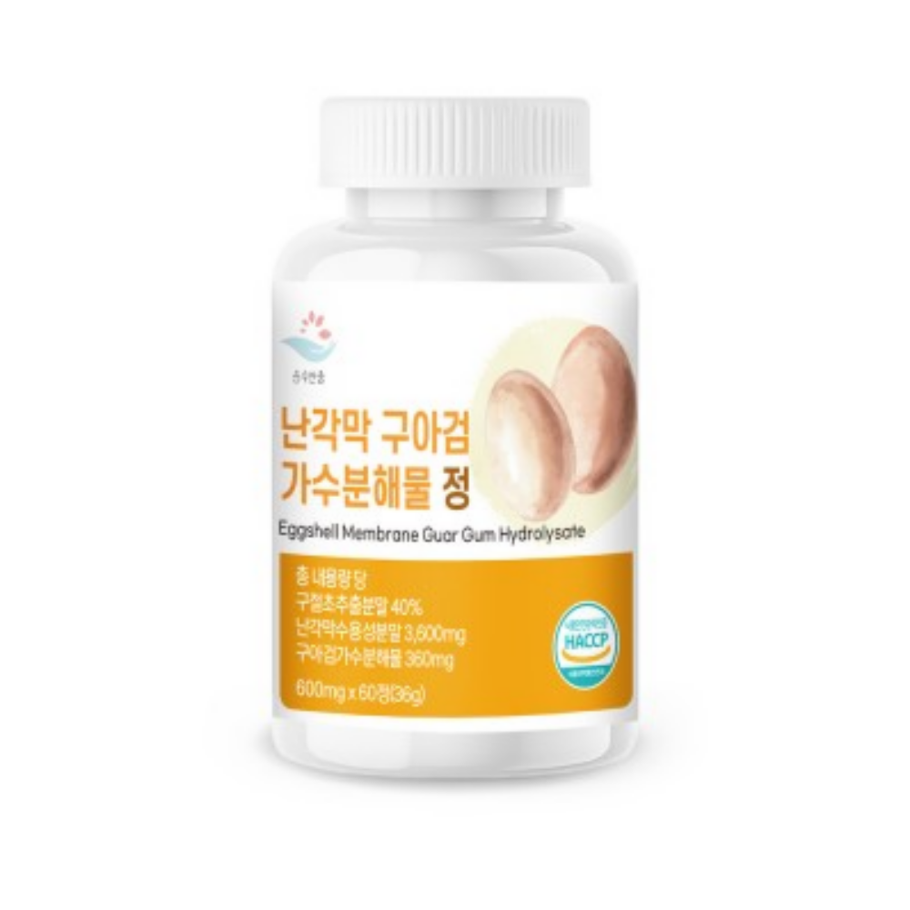 <b>순수한줌 관절</b>연골엔 난각막 구아검 가수분해물 600mg x 60정(2개월분)