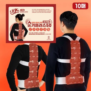 온기플러스 조끼형 핫팩 10팩 입는 붙이는 등 허리 대용량 야외활동 방한용품