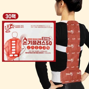 온기플러스50 조끼형 붙이는 핫팩 30팩 등 허리 대용량 야외활동 방한용품 건설 낚시 골프