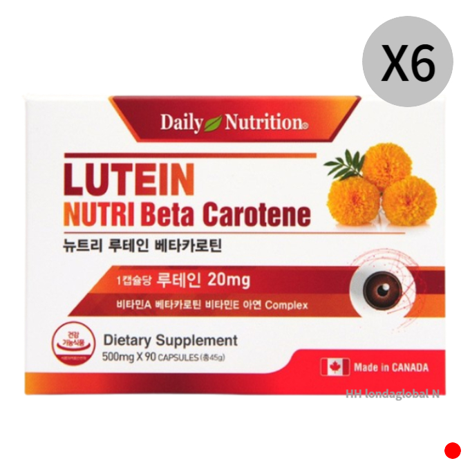 뉴트리 루테인 <b>베타카로틴</b> 비타민A 눈 건강 90캡슐 X6