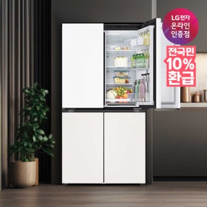 [12월 중 예약발송] [으뜸효율] LG 오브제컬렉션 매직스페이스 4도어 냉장고 870L 1등급 네이처 크림 화이트+베이지(T875MHE111)