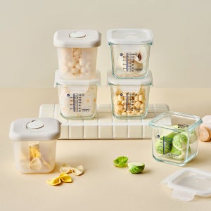 글라스락 베이비 이유식용기 실리콘 유리 혼합 6조 세트 (아몬드밀크)