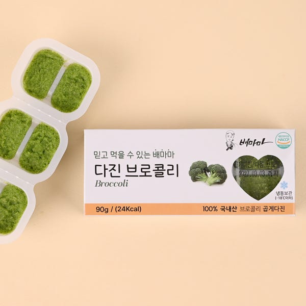 배마마 브로콜리 큐브 다진 야채 채소 토핑 재료 죽 고운입자 미음 야채큐브 15gX6