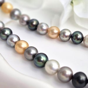 남양 타히티 골드 멀티컬러 해수진주 10-9mm 비드 목걸이