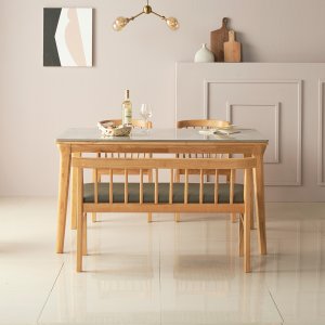 양면 세라믹 식탁 원목 식탁세트 몽스2 4인식탁+2인벤치1, 1400mm, 내추럴