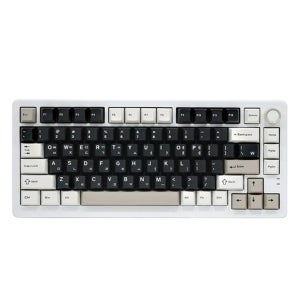 큐센 Q75 PBT 풀윤활 가스켓 사무용 유무선 텐키리스 기계식 키보드 크림치즈, 크림치즈축 V1