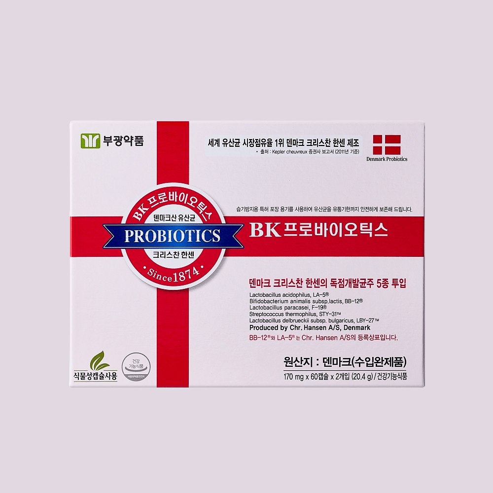 <b>부광약품</b> BK프로바이오틱스 170mg 60캡슐 2개입 4개월분 식약처 인증 유산균 초소형 캡슐