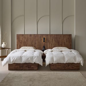 라이엔2 부부 트윈침대 안방 원목 수납침대 호텔식 서랍형 슈퍼싱글침대2개+사이드협탁