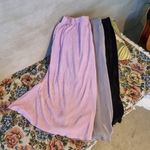 벨벳 플리츠 밴딩 주름 롱스커트