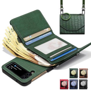 갤럭시 Z플립 케이스 카드수납 판테온 링 스트랩 2종 카키, 갤럭시Z 플립6