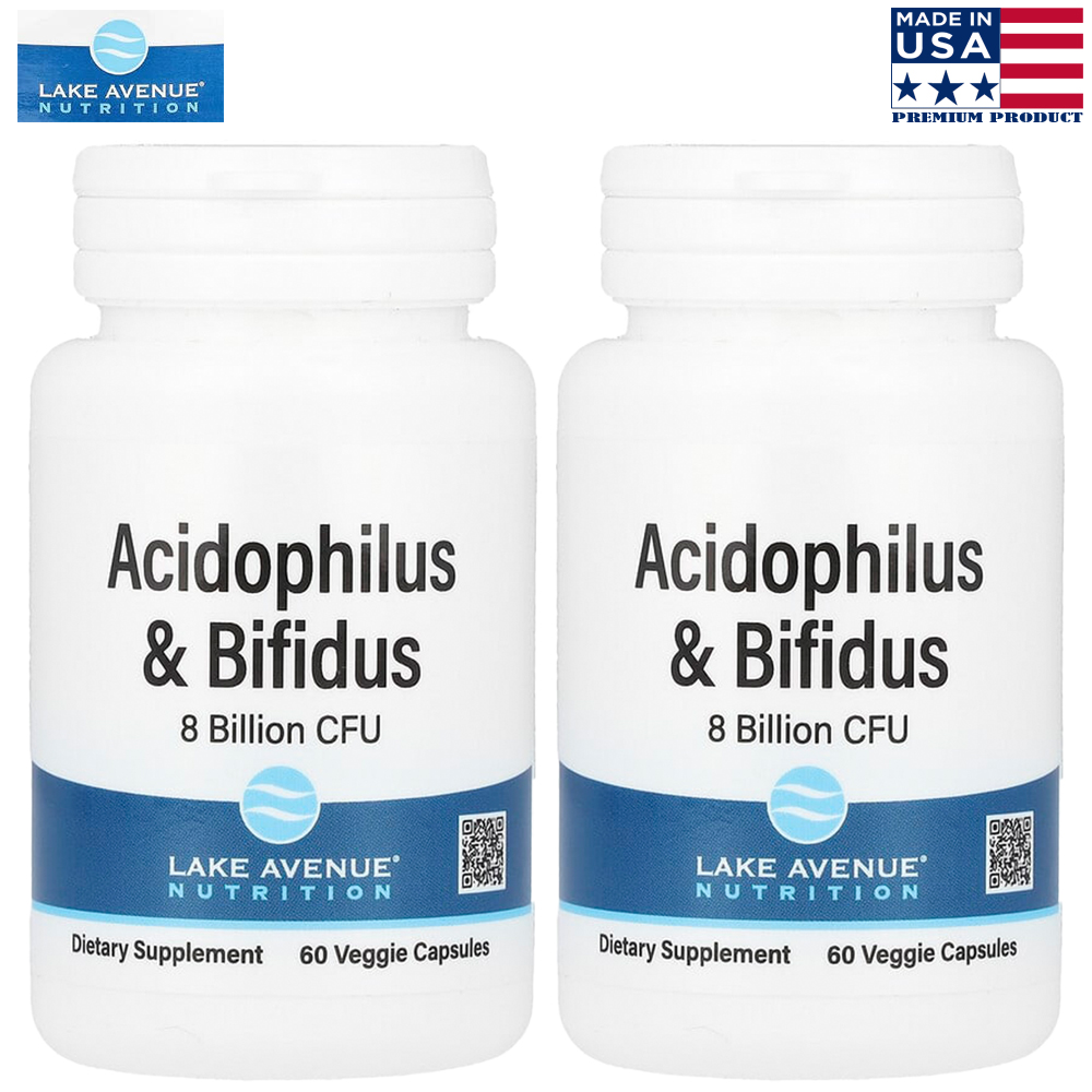 Lake Avenue <b>애시도필러스</b> 비피더스 <b>프로바이오틱</b> 80억CFU 60캡슐 2병 4개월분