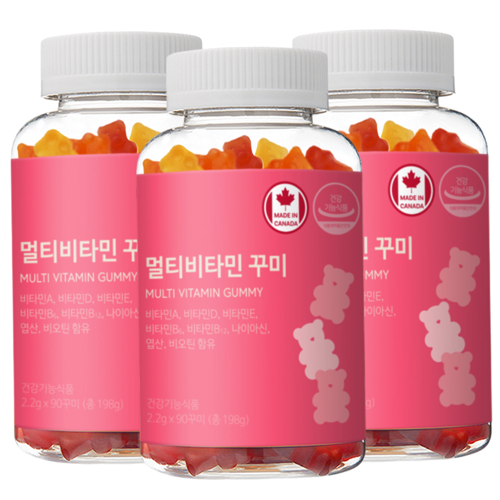 키즈 <b>멀티</b>비타민 구미 젤리 꾸미 어린이 종합 비타민 90구미, 3개