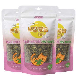 더보양 보양묘술 고양이 캣닢가루 대용량 자연건조 스트레스 해소 캣잎, 80g, 3개
