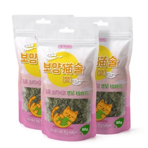 더보양 보양묘술 고양이 캣닢가루 대용량 자연건조 스트레스 해소 캣잎, 80g, 3개