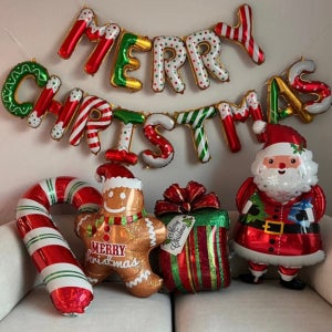 크리스마스풍선세트 스노위산타 진저맨 선물 지팡이 알파벳 홈파티 장식 데코 grabo