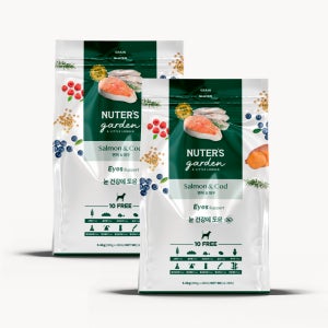 누터스가든 강아지사료 연어앤대구 독 눈건강 하이포알러제닉 기호성 연어, 11.2kg, 1개