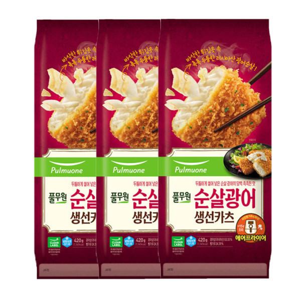 <b>풀무원</b> 광어 생선<b>까스</b> 420g X 3개 (순살광어생선카츠)