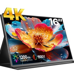 EViCiV 에비크 3세대 4K HDR 1200cd 야외 포터블 휴대용 모니터 보조 듀얼모니터 41cm(16인치), 블랙