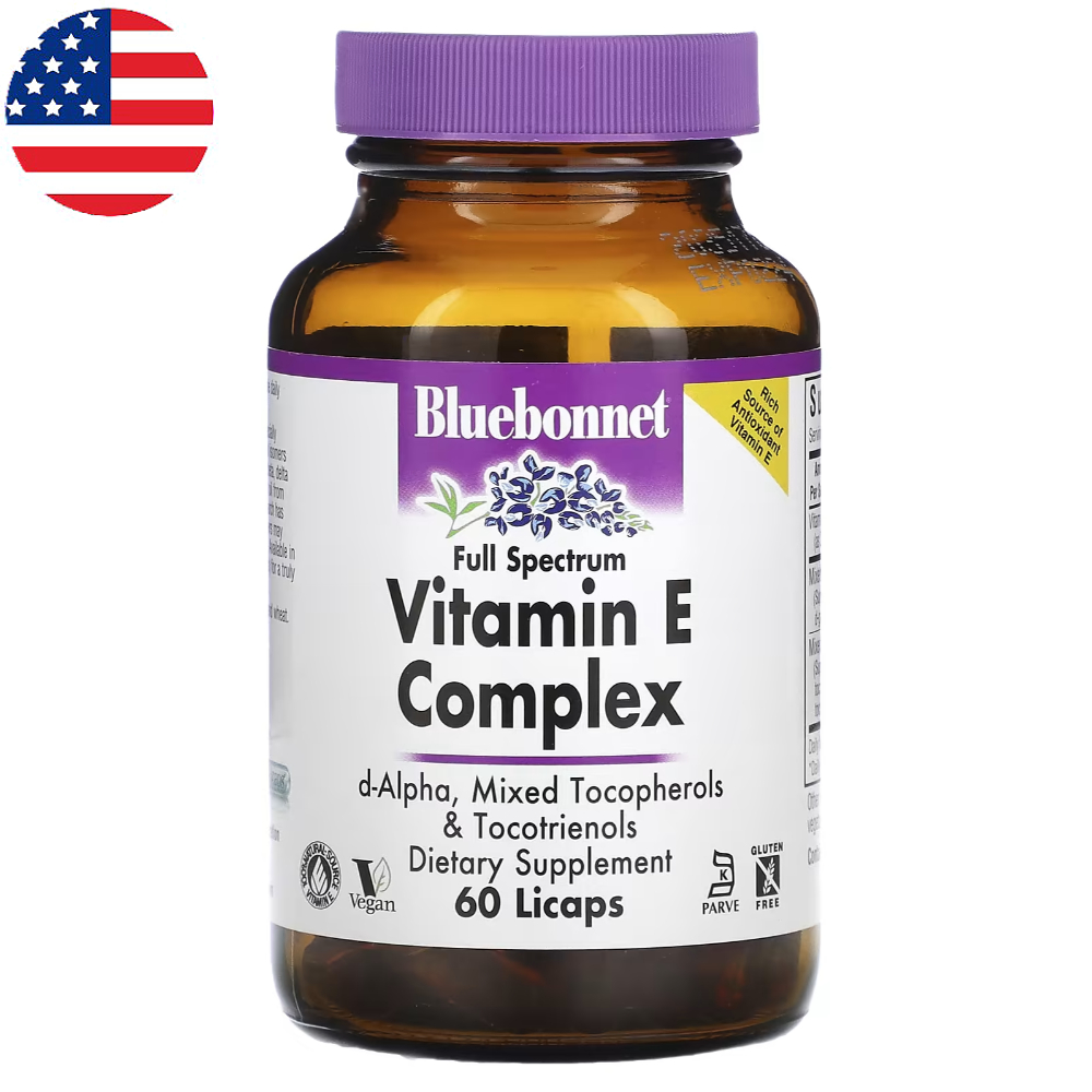 블루보넷 토코페롤+<b>토코트리에놀</b> 8종 비타민E <b>컴플렉스</b> 풀스펙트럼 60정 Bluebonnet