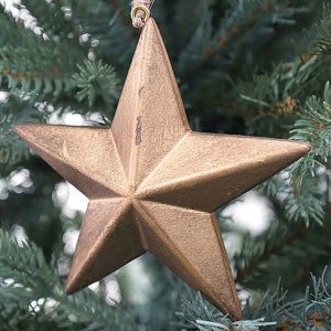 크리스마스 트리 장식 인형 오너먼트 우드 목각 입체 별 골드 6.6cm 11.8cm