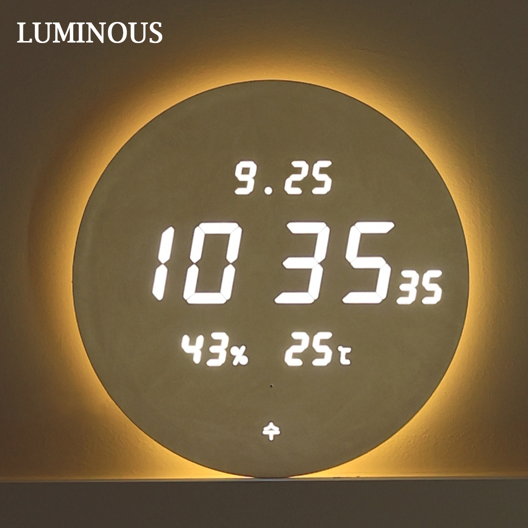 루미너스 5세대 백라이트 온습도 LED 시계 디지털 전자 벽시계 거실 사무실 무소음벽걸이