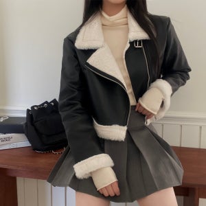 무스탕자켓 크롭무스탕 여자라이더자켓