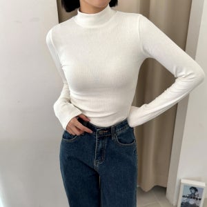 반목폴라 이너목폴라 여성 반목티 폴라티 얇은 흰색 검정 목티