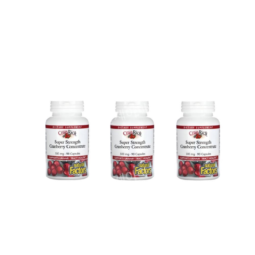 내추럴팩터스 크랜리치 크랜베리캡슐 크랜베리영양제 CRANRICH 500mg 90정 3병