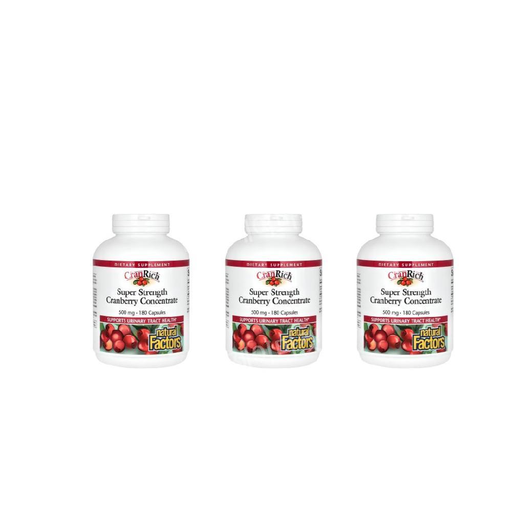 내추럴팩터 CRANRICH 크랜리치 크랜베리캡슐 크랜베리영양제 500mg 180정 3개