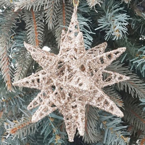 크리스마스 트리 장식 인형 오너먼트 글리터 입체 성게 별 샴페인골드 25cm 30cm