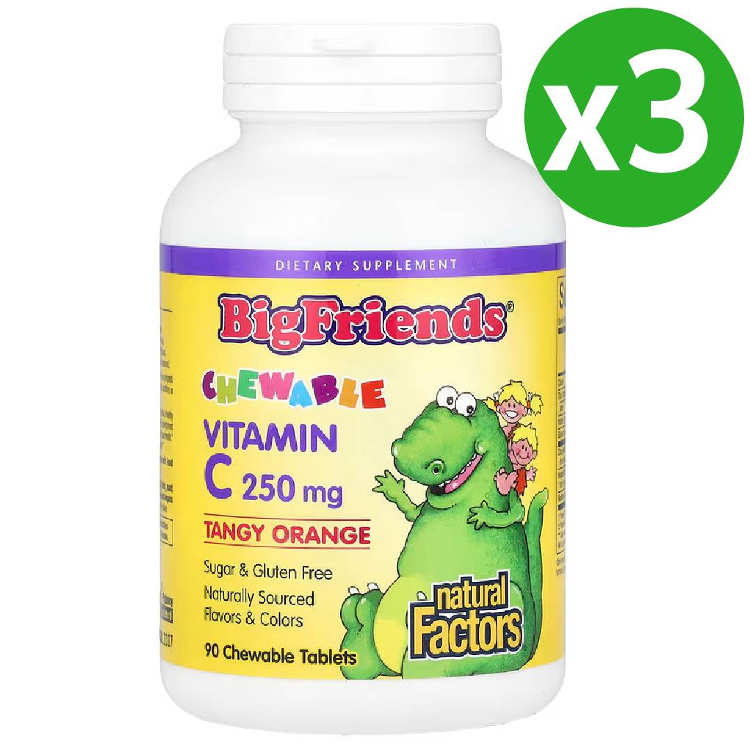 네추럴팩터스 <b>빅프렌즈 츄어블</b> 키즈<b>비타민</b>C 250mg 60정 3병 오렌지맛