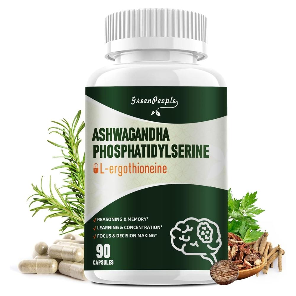 그린<b>피플</b> Brain Health L-에르고티오네인 25mg +포스파티딜세린 125mg+아쉬와간다 200mg 함유 복합체 90캡슐