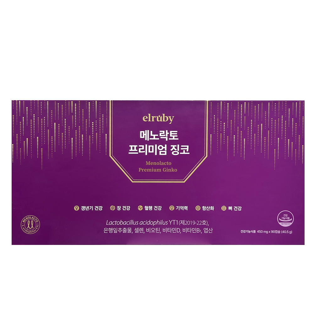 메노락토 <b>프리미엄</b> 징코 갱년기 여성 <b>유산균</b> YT1 90캡슐 3개월분 1박스