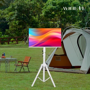 와이드뷰 캠핑장 화이트 60cm(24인치) FHD 스마트모니터 캠핑용 이동식 TV스탠드 셋트