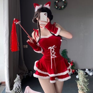 산타걸 크리스마스의상 바니걸 산타원피스 산타복 크리스마스 코스프레 냐옹