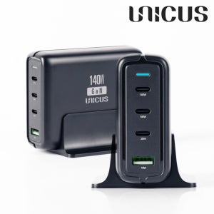 우니쿠스 GaN 140W USB PD 접지형 멀티 4포트 초고속 멀티 충전기 UNPD140W PD3.1 PPS
