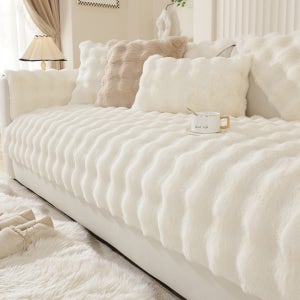 오라이프샵 밍크 래빗 퍼 70x180cm 아이보리 쇼파패드 매트