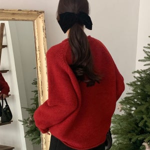 빅사이즈 니트티 포근한 돌돌 하찌 니트 겨울 니트 레드