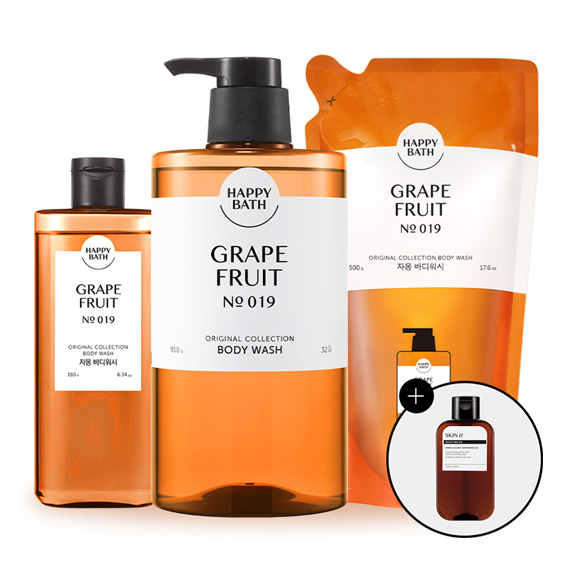 해피바스 등드름 대용량 오리지널컬렉션 바디워시 자몽향 910g+500g리필+180g