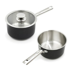 퀸센스 인덕션 눈금 계량 스텐 라면 투톤감성 1인용 편수 손잡이 냄비 18cm