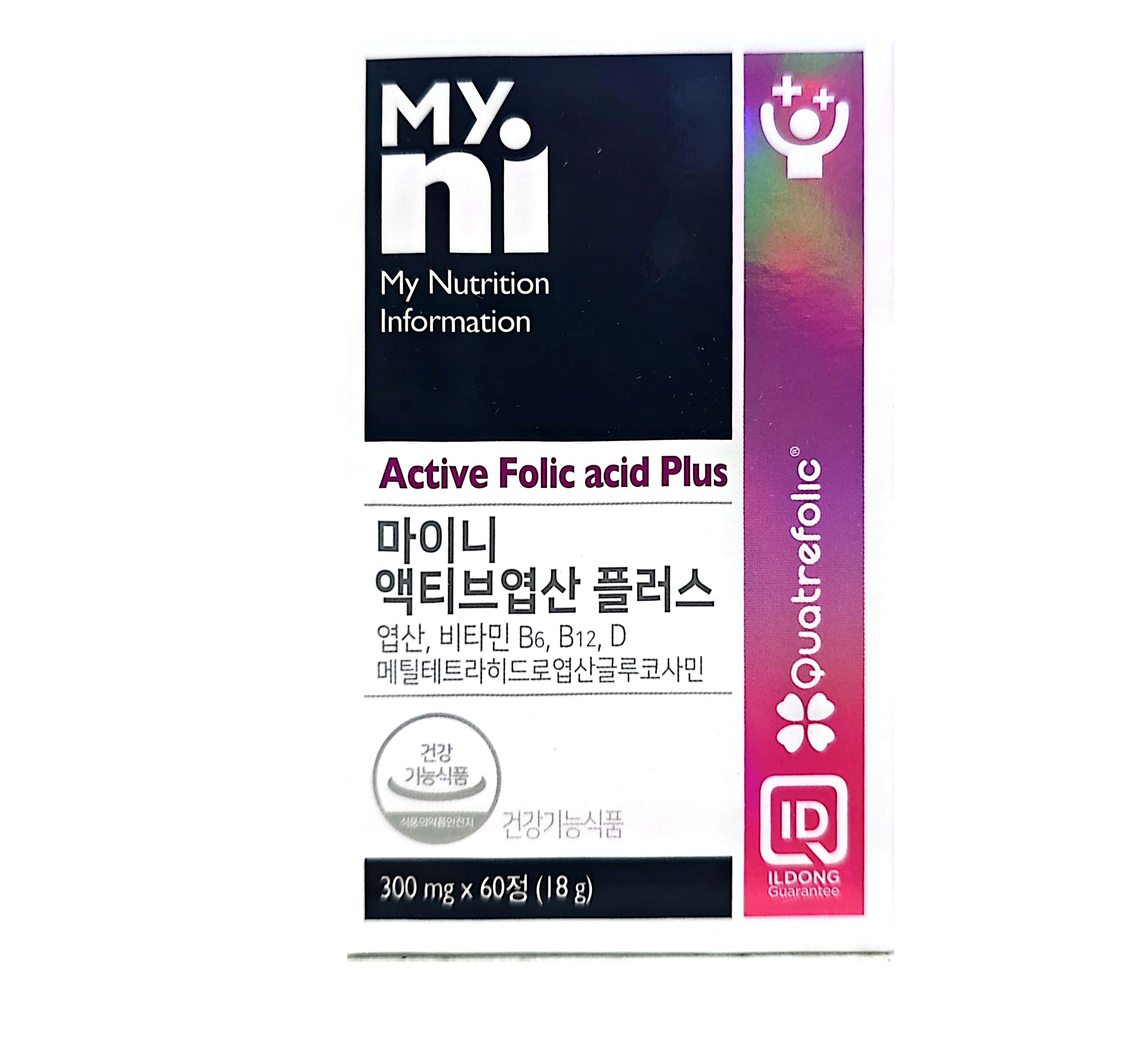 [약국유통] 일동제약 마이니 액티브 <b>엽산</b> 플러스 60정 2개월