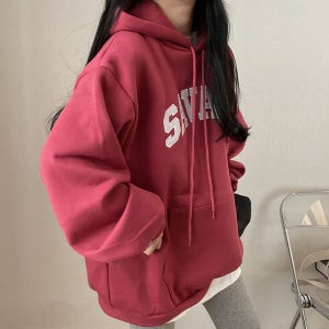 빠른출발 오버핏 패치후드티셔츠 기모 빅사이즈 커플티셔츠