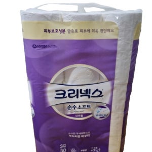 유한킴벌리 크리넥스 순수 소프트 내추럴 화장지 3겹 퍼플 30m, 30롤, 2팩